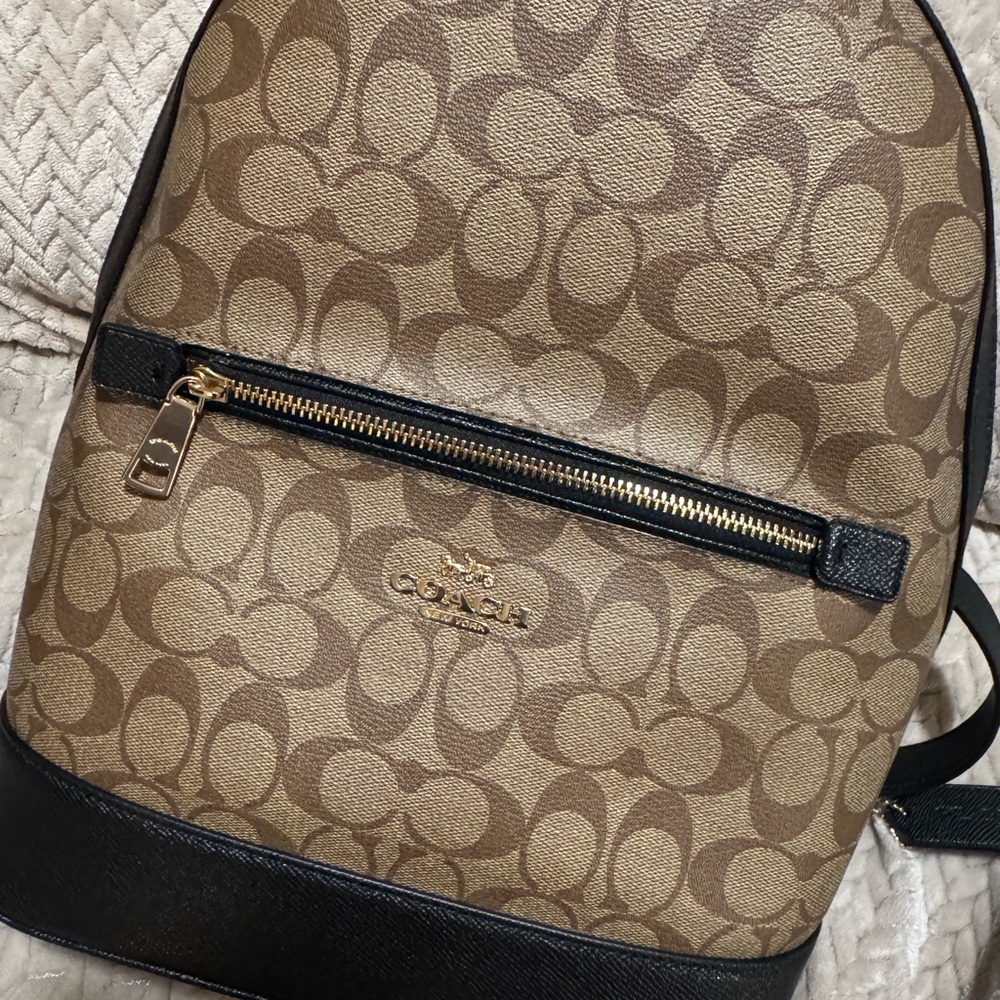 Coach Signature Tan and Black Men's Backpack
